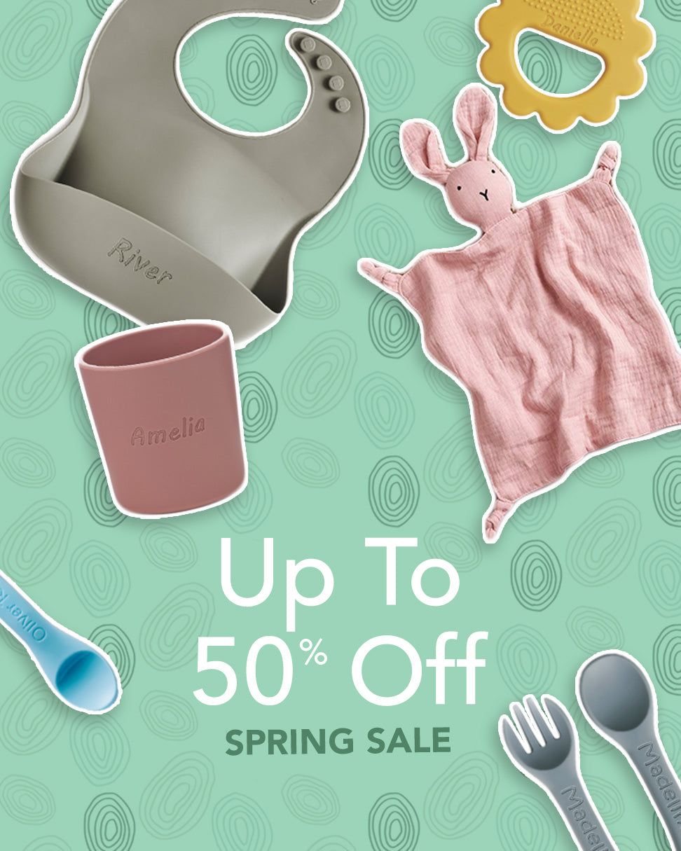 spring sale banner showing personalised kids items