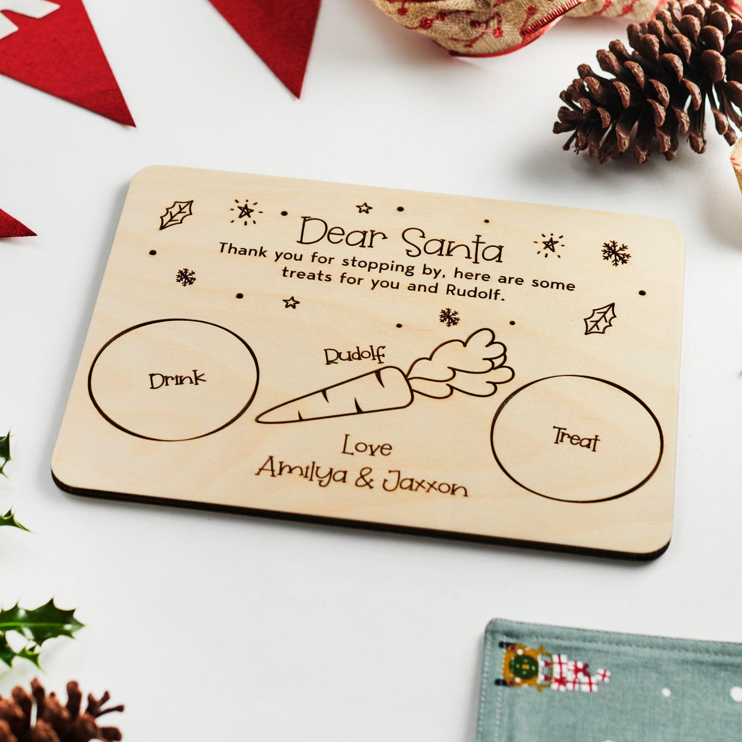 Personalised Christmas Eve Board / Santa Plate - Winterland