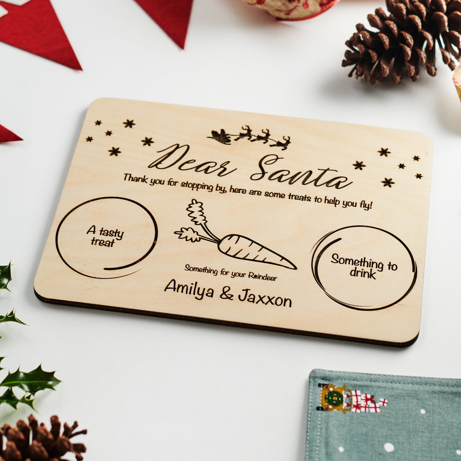 Personalised Christmas Eve Board / Santa Plate - Santa&