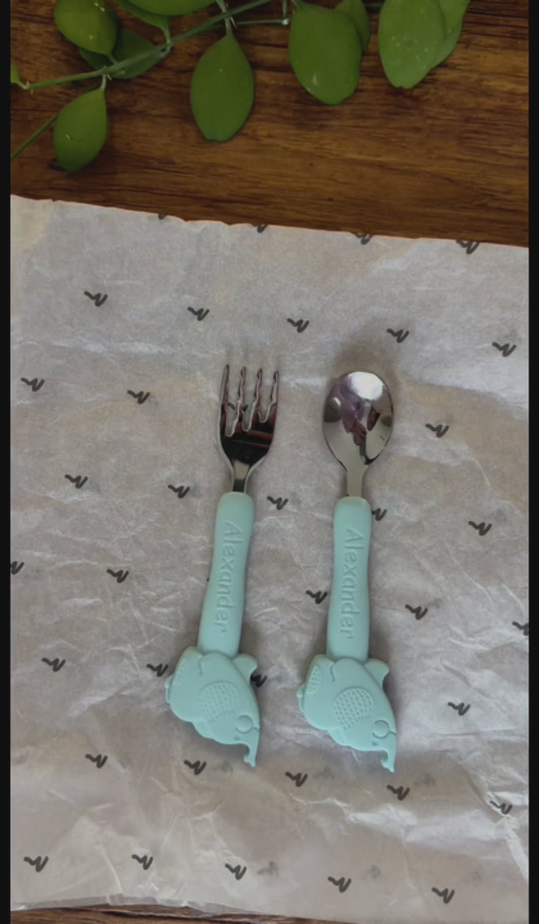 Laser Marked Silicone Baby Cutlery