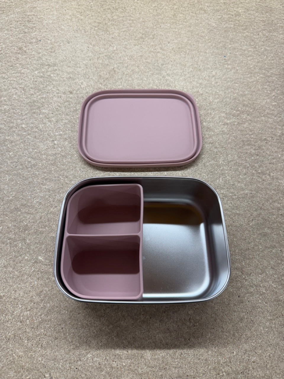 Clearance: Metal and Pink Silicone Bento lunch box