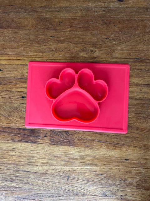 Vibrant Red Paw Plate Mat