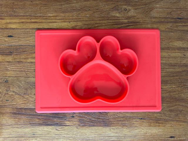 Vibrant Red Paw Plate Mat