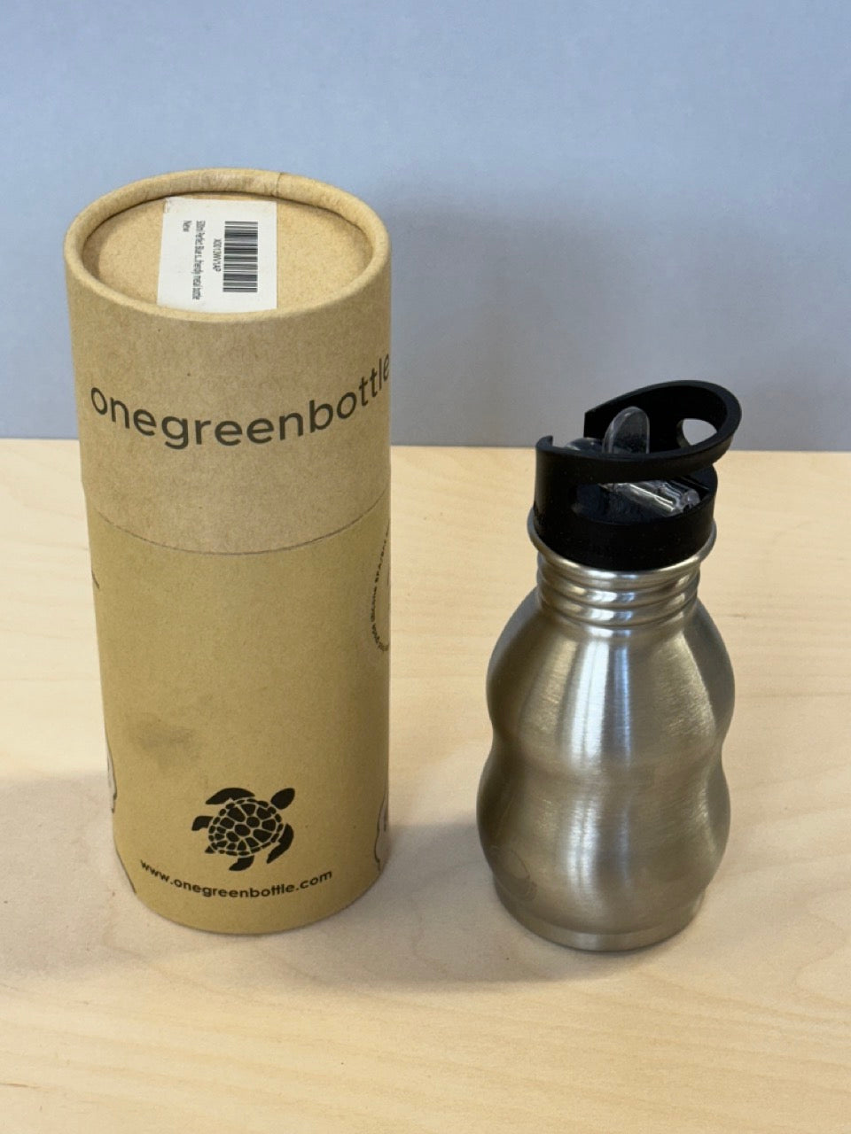 Clearance: Silver Water Bottle (One Green Bottle)