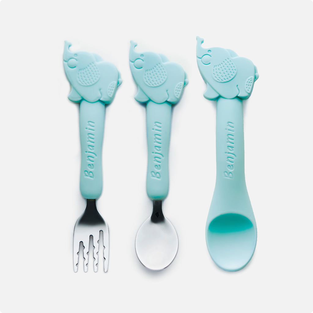 Personalised Baby Elephant Cutlery Set