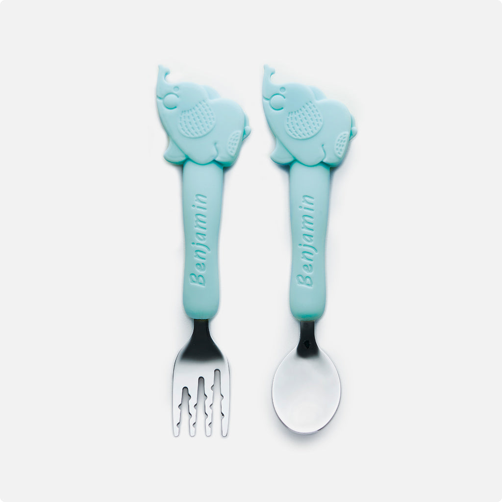 Personalised Baby Elephant Cutlery Set