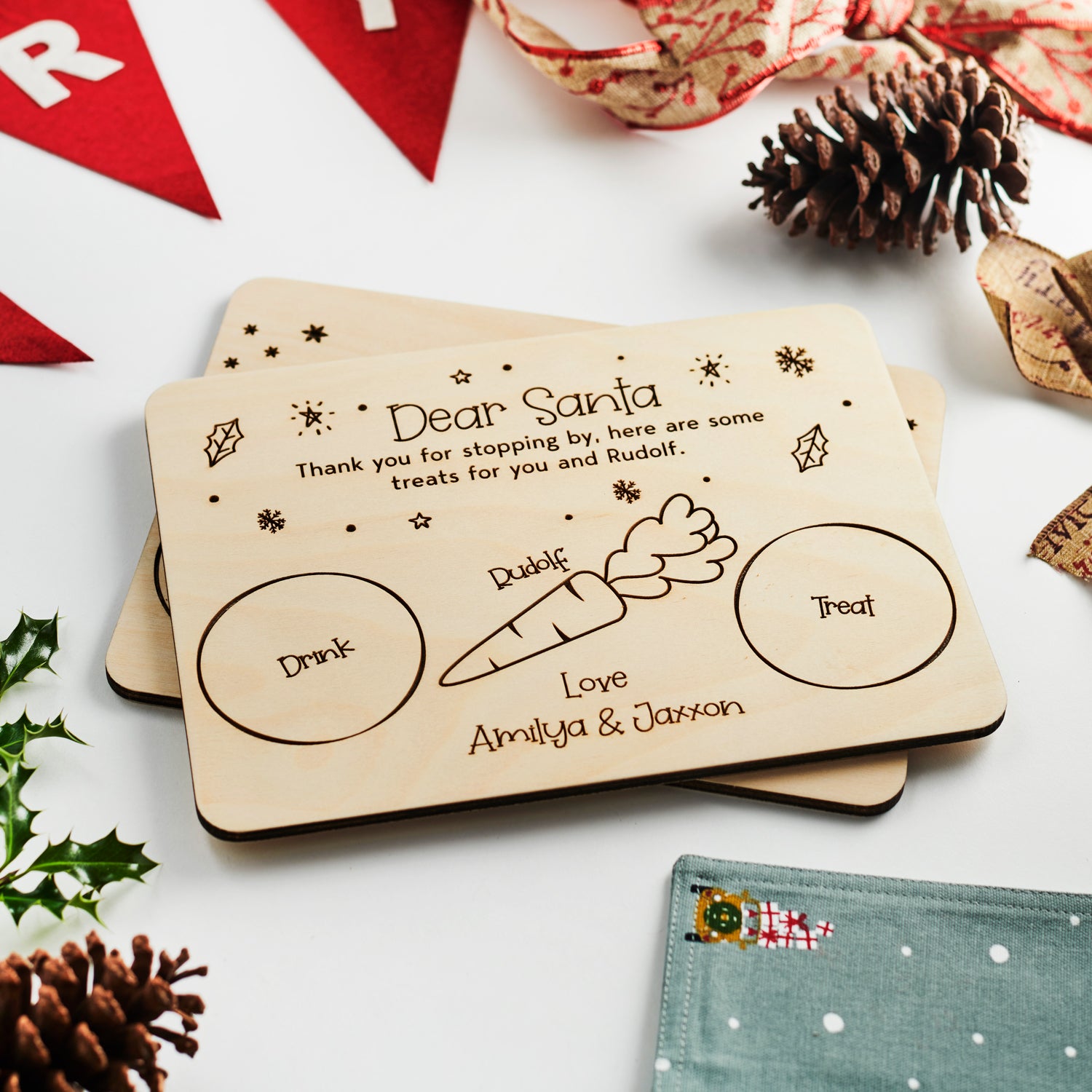 Personalised Christmas Eve Board / Santa Plate - Winterland