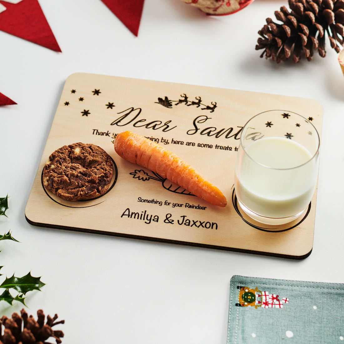 Personalised Christmas Eve Board / Santa Plate - Santa&