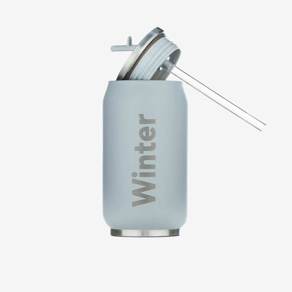 Stainless Steel Bottle-Straw-Fossil-Grey