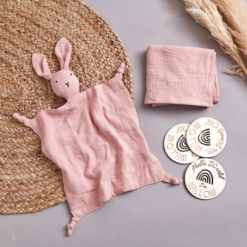 Bunny Comforter and muslin in pink