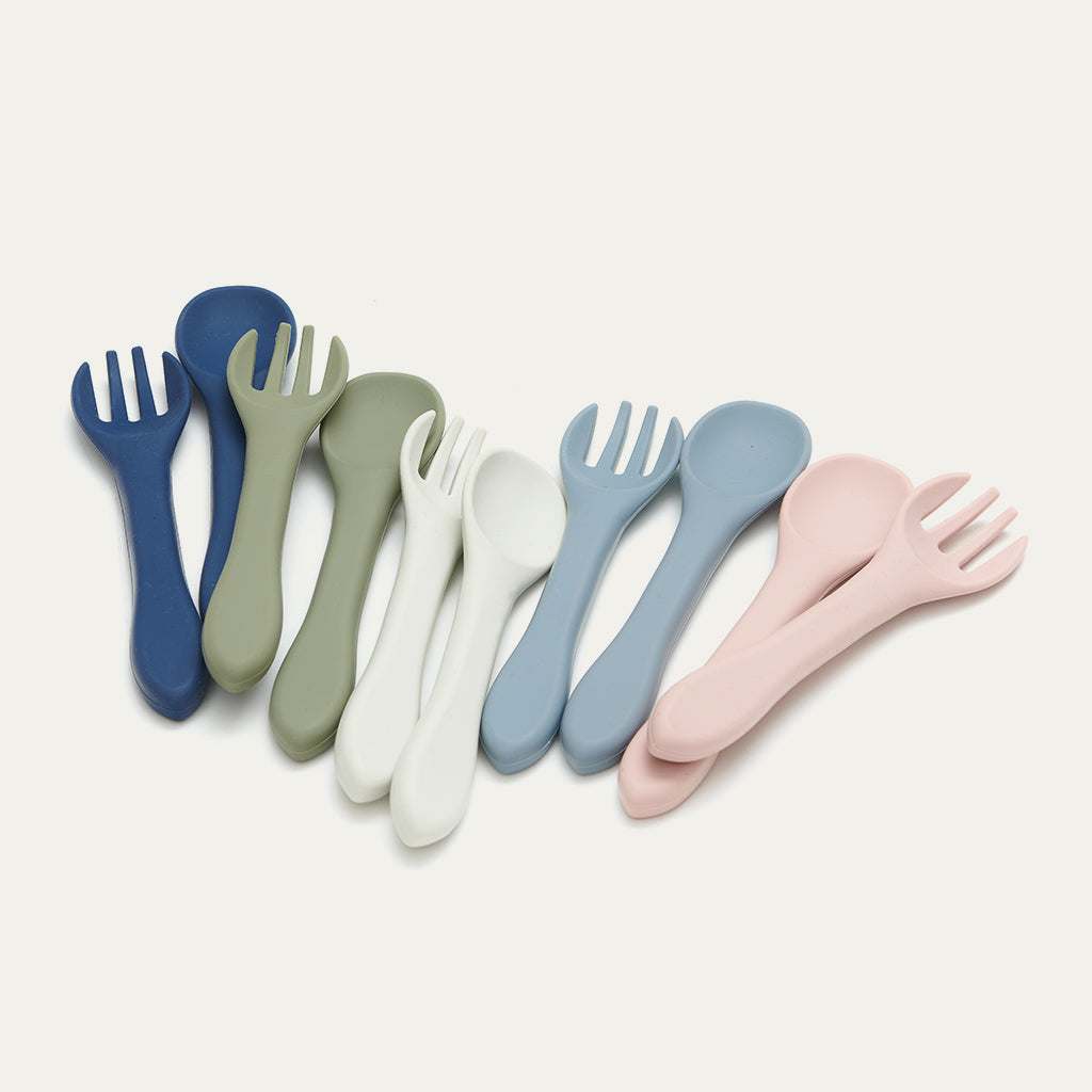 Personalised Silicone Baby Spoon and Fork Set