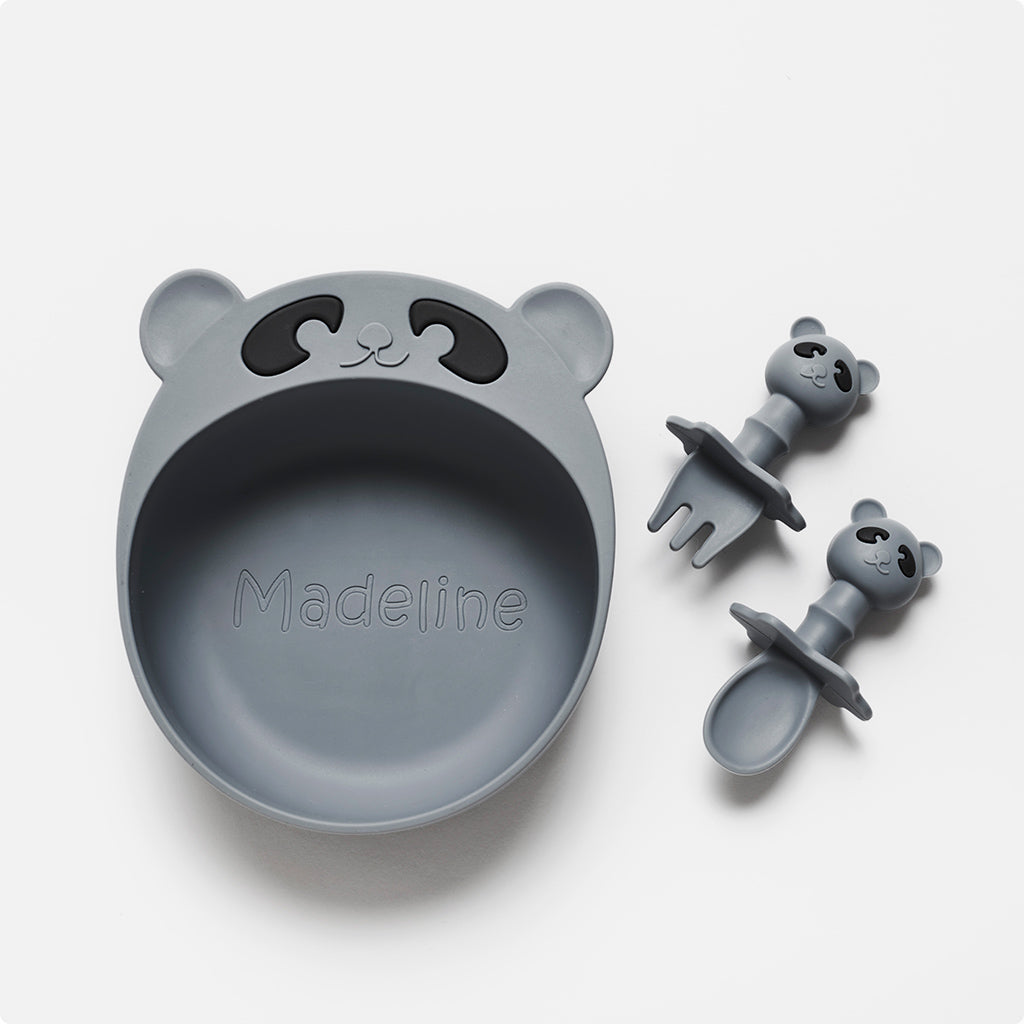 Personalised Panda Bowl with spoon and fork