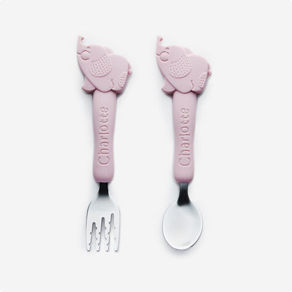 Personalised Stainless Steel and Silicone Cutlery Set